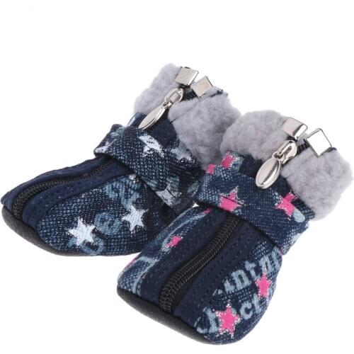 Pet Shoes Dogs Puppy Warm Snow Winter Boots Lovely Anti Slip Zipper Teddy VIP Cowboy Chihuahua Non-slip Breathable Shoe Cover
