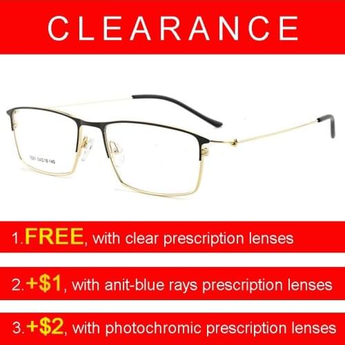 Men Women Metal Glasses Frame Fashion Simple Eyeglasses Frames Light Prescription Alloy with Transparent Clear Lenses for Adults