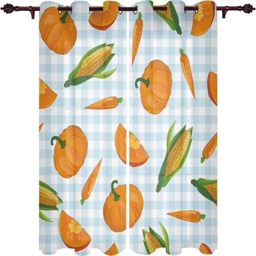 Vegetable Pumpkin Corn Lattice Window Curtains Kitchen Bedroom Drapes Home Decor Luxury Living Room Backdrop Curtain