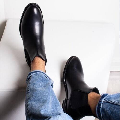 İBAY GUSTAVO Male Black Genuine Leather Casual Boots