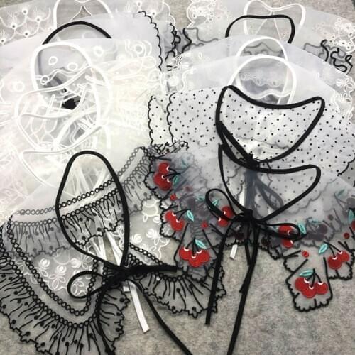 Removable Fake Collar 2020 New DIY Lace Mesh Yarn Embroidery Collar Japanese Korea Lolita Sweet Lovely Accessories Collar