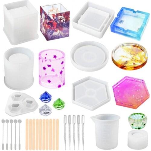 Mixed Style Jewelry Epoxy Resin Molds Set Silicone Mold UV Casting Tools Clay Resin Jewelry Casting Molds for Jewelry Making DIY