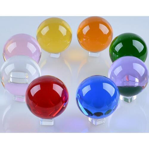 50mm FengShui Glass Crystal Ball Sphere Asian Quartz With Base Table Decor Props Crystal Healing Ball Sphere Decor