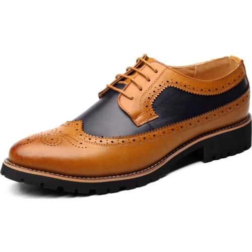 Oxford Shoes Men Brogues Shoes Lace-Up Bullock Business Wedding Dress Shoes Male Formal Shoes