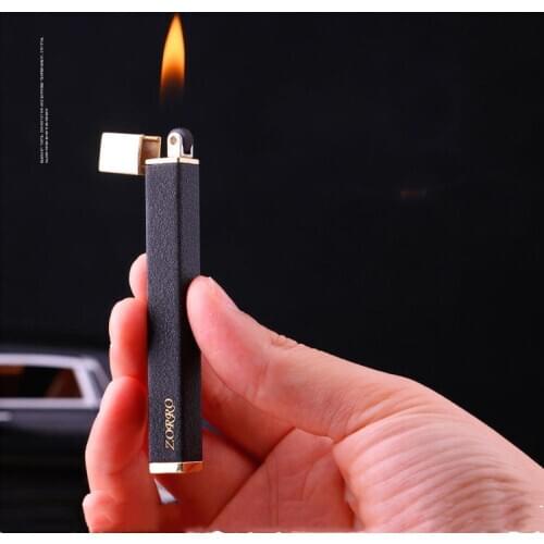 New ZORRO Ultra Thin Metal Gas Lighter Slim Free Fire Torch Compact Refillable Windproof Lighter Butane Cigarette Pocket Lighter