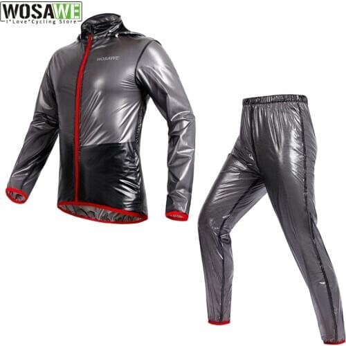 WOSAWE Waterproof Cycling Jacket Men with Hook Cap Windproof Bike Bicycle MTB Raincoat Riding Cycle Long Sleeve Jackets Clothing