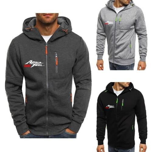High street Men Africa Twin Crf 1000 L Crf1000 Print Custom Punk Casual Color Hoodies Jacket Motorcycle Zipper Sweatshirts