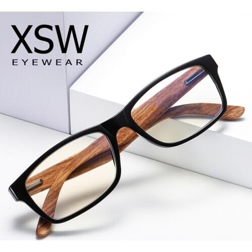 XSW Retro Cat Eye Wooden Reading Glasses Frame Women Anti Blue Light Computer Eyeglasses Presbyopic Diopters L1003