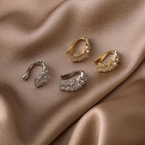 Orgin Summer Korean Fashion Irregular Double Wave Clip Earrings for Women Luxury Gold Silver Color Party Jewelry Accessories