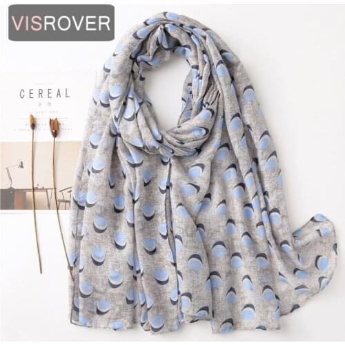 VISROVER 2020 blue geometric printing viscose summer scarf woman Fashion blue dot Wraps Spring Shawls Hijab gift wholesales