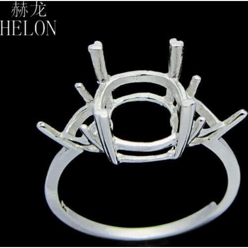 HELON Oval cut 8mmX10mm Semi Mount Ring Setting Three Stone Sterling Silver 925 Engagement Wedding Women Fine Jewelry Ring