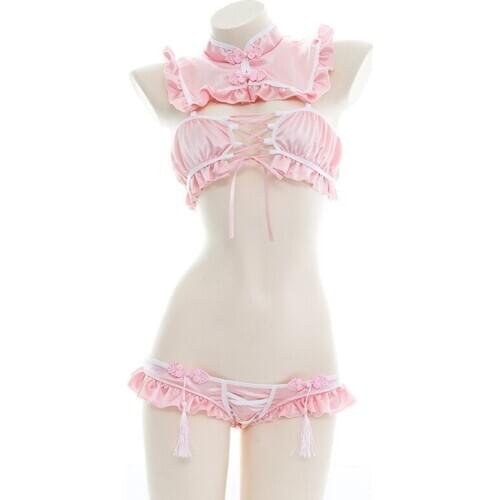 JIMIKO pink kawaii student lingerie uniform temptation sexy Sweet Gothic Lolita Dress Anime Cosplay Women hot lingeries erotic