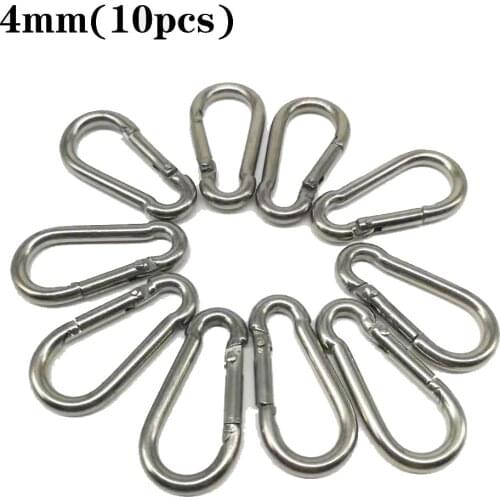 10pcs M4 Stainless Steel 304 Carabiner Carbine Snap Hook Key-Lock