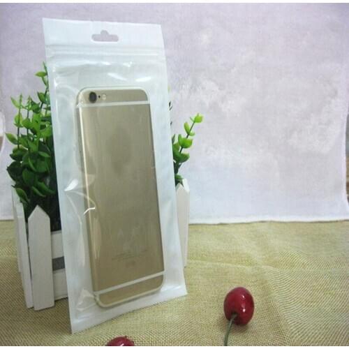100pcs/lot 11cm*18cm White/Clear Self Seal Reclosable Zipper Plastic Retail Packaging Bag Hang Hole for iphone 7 6s 5s case
