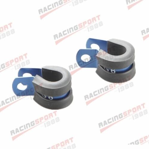 2PCS Aluminum Rubber Cushioned Clamp ID 9.5mm AN4 Vacuum Hose Blue