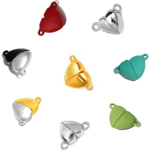 3sets/lot Love Heart Magnet Buckle Strong Magnetic Clasps Necklace Bracelet Buckle Connectors End Caps DIY Jewelry Making