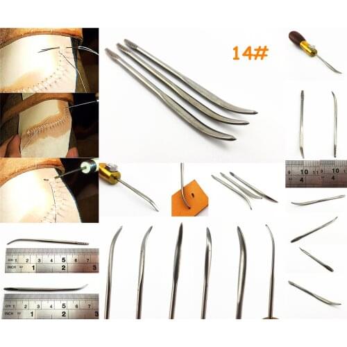 3pcs 14# Leather Craft Shoemaker Cobbler Flat Arc Sole Pierce Hole Awl Needle Tool Set - Knife Cutter Punch Chisel Edger Groover