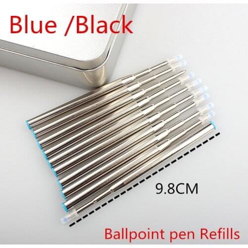 High quality 5pc Blue /5pc Black 0.5MM office metal Ballpoint pen Refills signature Stationery Office Supplies