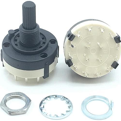 5pcs RS26 4 Pole 3 Position Selectable Band Rotary Channel Selector Switch Handle length 20MM with knob Ratory Switch 3 Position