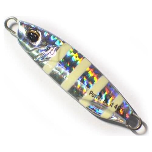 5PCS Fishing Glow Jigging Slow Jig Lure Jigbait spoon baits Feather hook 40g