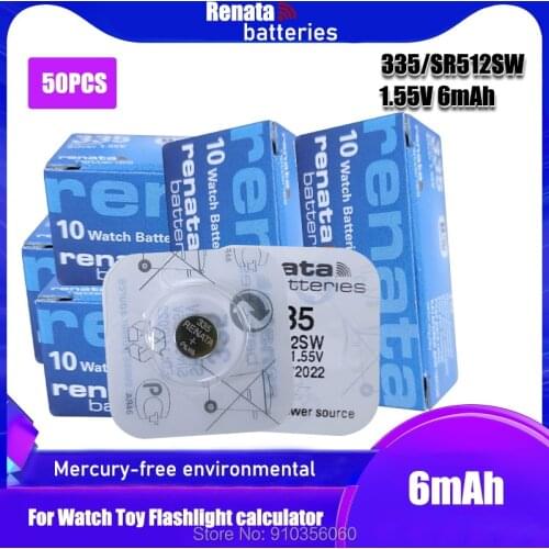 50PCS Renata SR512SW 335 Toys Calculators Quartz Watches Battery SR512 1.55V Battery Made in Swiss