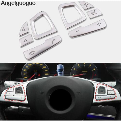 ABS Chrome For Mercedes Benz E Class W213 E200 300 etc 2016-8 Car Steering Wheel Button Decoration Trim Cover Car-styling Sequin