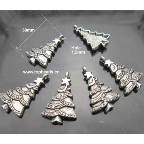 Free Shipping, Tibetan Silver Christmas Tree Charms Pendants, 200pcs/lot