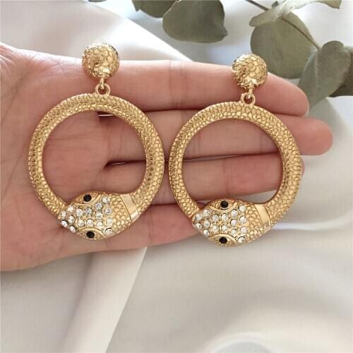 Bohenia Gold Color Snake Shape Medium Drop Earrings For Women Girl Wild Animal Sexy Unique Trendy Jewelry Accessory