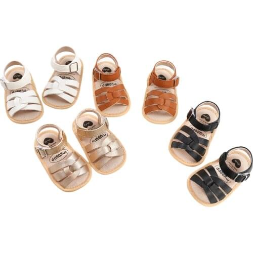 Baby Newborn Girls Solid PU Sandals Shoes Prewalker Soft Flat Non-Slip Sole Summer Infant Toddler First Walker Shoes 0-18M