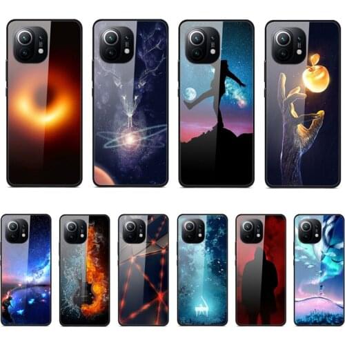 Case For Xiaomi 11 Phone Case Back Cover Black Silicone Bumper With Tempered Glass