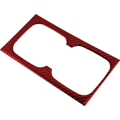 Console Water Cup Holder Cover Trim Frame Accessories Red Carbon Fiber Fit For Honda Civic 8th Gen 2006 2007 2008 2009 2010 2011