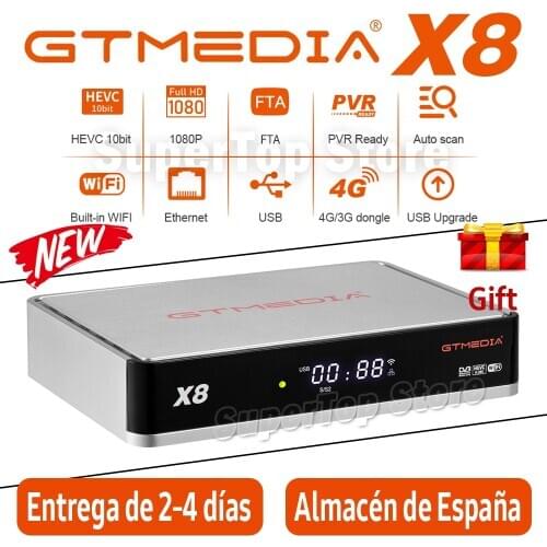 1080P GTmedia X8 Digital Satellite Receiver FTA Built in Wifi H.265 DVB-S/S2/S2X SCART simila GTmedia V8X V9 no app included