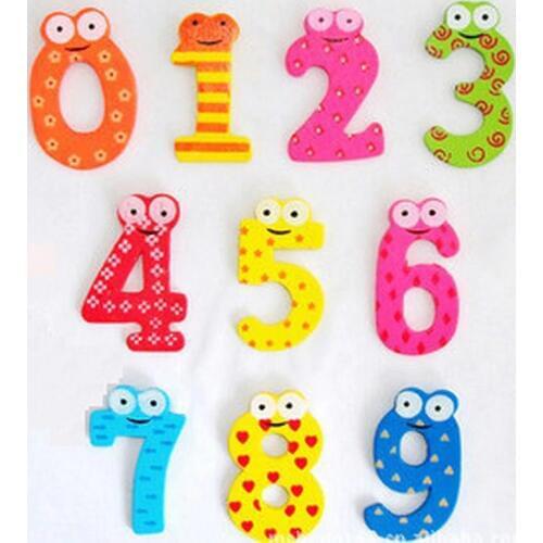 Child Early education Wood Creative multicolor Wooden Cartoon Digital 0-9 Digital Fridge Magnet wall stickers for kids Gift