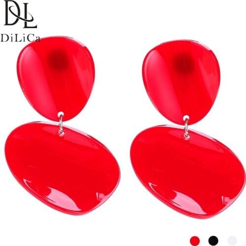 DiLiCa Fashion Drop Dangle Earrings for Women Resin Geometric Statement Earrings Female Bohemian Red Earrings Ear Jewelry