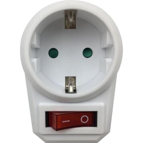 European Conversion Plug 1 to 1 Way Power Adapter Adaptor with Switch 16A AC 250V