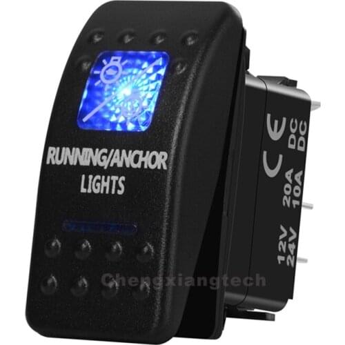 RUNNING/ANCHOR LIGHTS 7 pin ON/OFF/ON DPDT Rocker Switch Blue Led 12V 24V for NARVA ARB Carling style Replacement Marine Grade