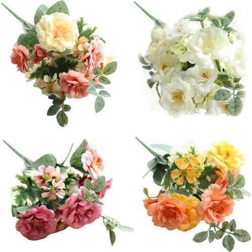 Artificial Peony Flowers Silk Bouquet Simulation Flowers Realistic Rose Flowers Pendant For Wedding Home Shop Decorations