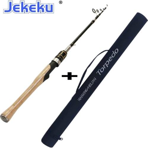 JEKEKU 2021 1.8m Telescopic Fishing Rod with Case Multifunction Spinning Rod Carbon Casting Fishing Pole Travel Rod