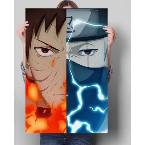 Kakashi Vs Obito Anime Poster Naruto Kakashi Canvas Painting Wall Art Print Picture for Modern Home Living Room Decoration Gift