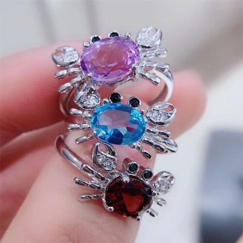 Garnet Ring Solitaire 925 Sterling Silver Rings for Women Engagement Ring Silver 925 Gemstones Jewelry