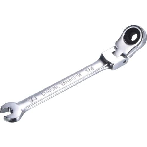 Uxcell 1/4 Inch Flex-Head Ratcheting Combination Wrench SAE 72 Teeth 12 Point Ratchet Box Ended Spanner Tools, Cr-V
