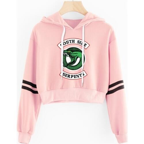 Hot Sale Riverdale Crop Hoodies Sweatshirts Creative Sweatshirts Women South Side Serpent Print Hoody Sexy Ladies Clothes