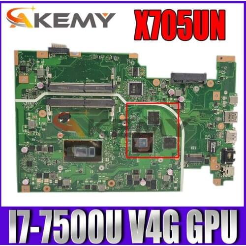 X705UN MB I7-7500U V4G GPU Mainboard For ASUS X705UVR X705UV X705UB X705UD X705UDR X705UN X705U Laptop Motherboard