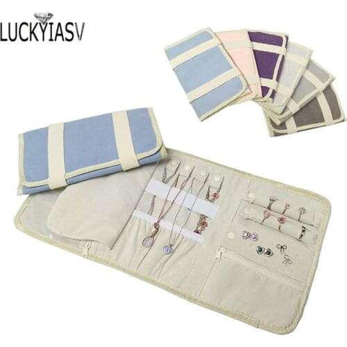 2021 New Multicolor Portable Jewelry Storage Bag for Journey Travel Organizer Roll Rings Necklaces Earrings Jewellery Case Pouch