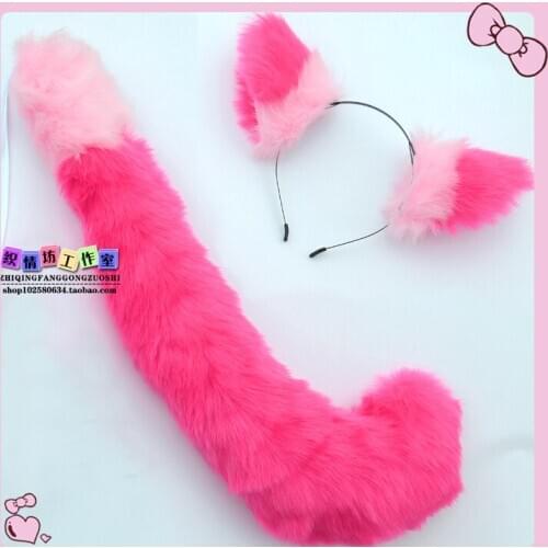 Cartoon Cute Girls Japanese Anime Harajuku Cosplay Ear+tail Maid Gradient color da ji cos fox Ear+tail