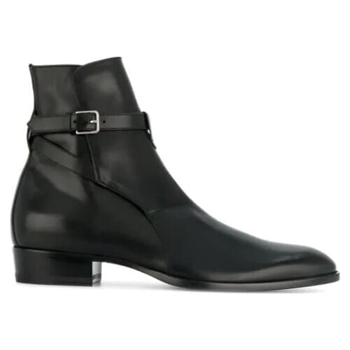 Mens Shoes Wyatt 30 Jodhpur Boots Black Genuine Leather Buckle Fastening