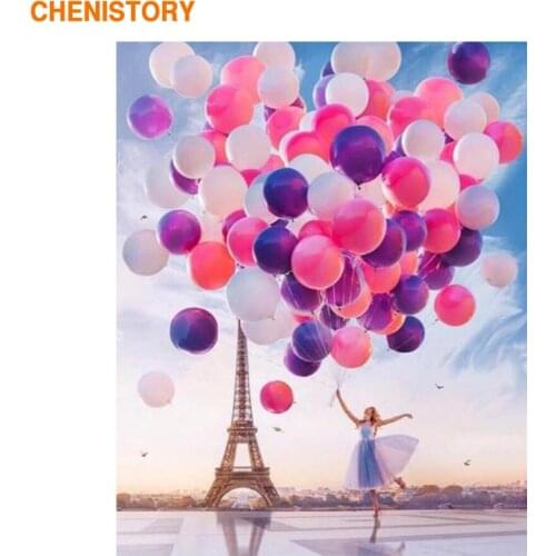 CHENISTORY 60x75cm Frame Romantic Balloon Diy Painting By Numbers Kit Modern Wall Art Picture Landscape For Wedding Decoration