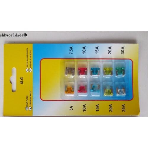 Shhworldsea free shipping 100set Assortment Micro Mini Blade Fuse Set Kit 5A 7.5A 10A 15A 20A 25A 30A