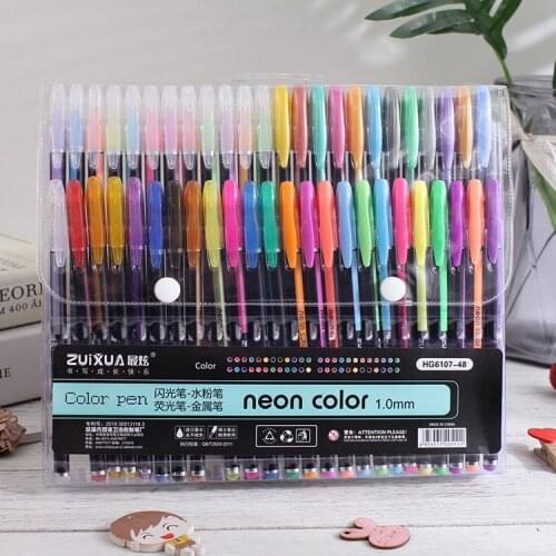 48 Multi-Color Fluorescent Pen Set Student Multi-Color Flash Pen Key Mark Send Number Pen Painting Coloring Color Pencil