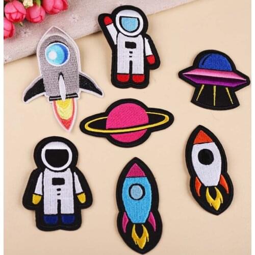Planet astronaut rocket clothing decoration patch sticker Embroidered Applique Sewing Iron On Cloth Garment Apparel Accessories